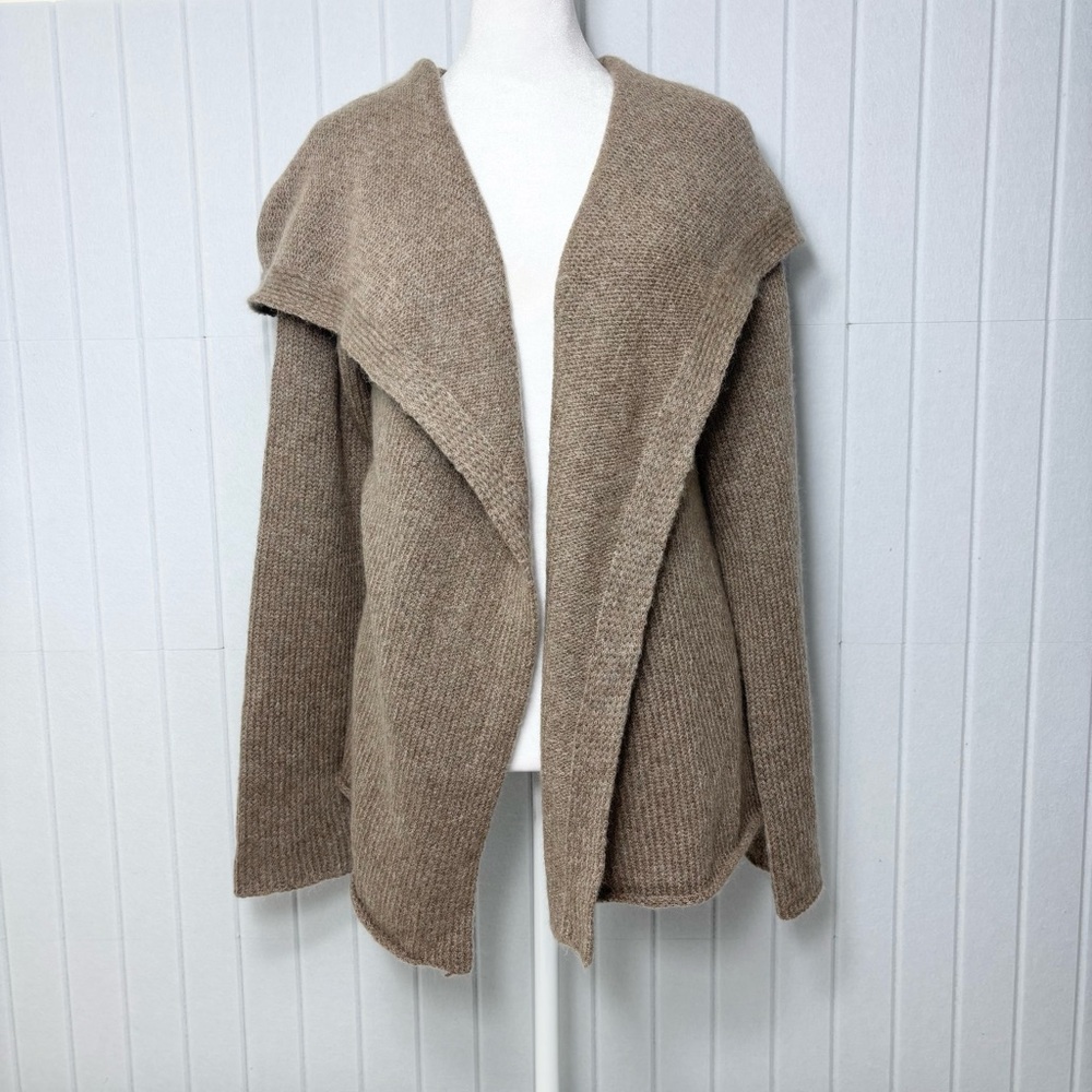 EILEEN FISHER Italian Yarn Mohair Wool hooded‎ cardigan Size L NEW